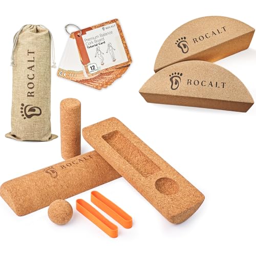 Cork Balance Board and Yoga Block Set for Strength Training