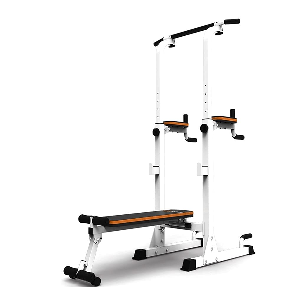 Multi-Function Power Tower with Weight Bench and Barbell Rack