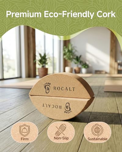 Cork Balance Board and Yoga Block Set for Strength Training