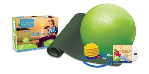 Eco Yoga Mat and Exercise Ball Set with Foot Pump