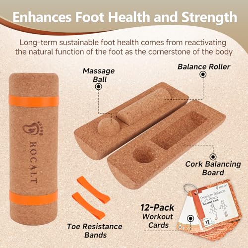 Cork Balance Board and Yoga Block Set for Strength Training