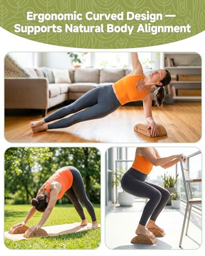 Cork Balance Board and Yoga Block Set for Strength Training