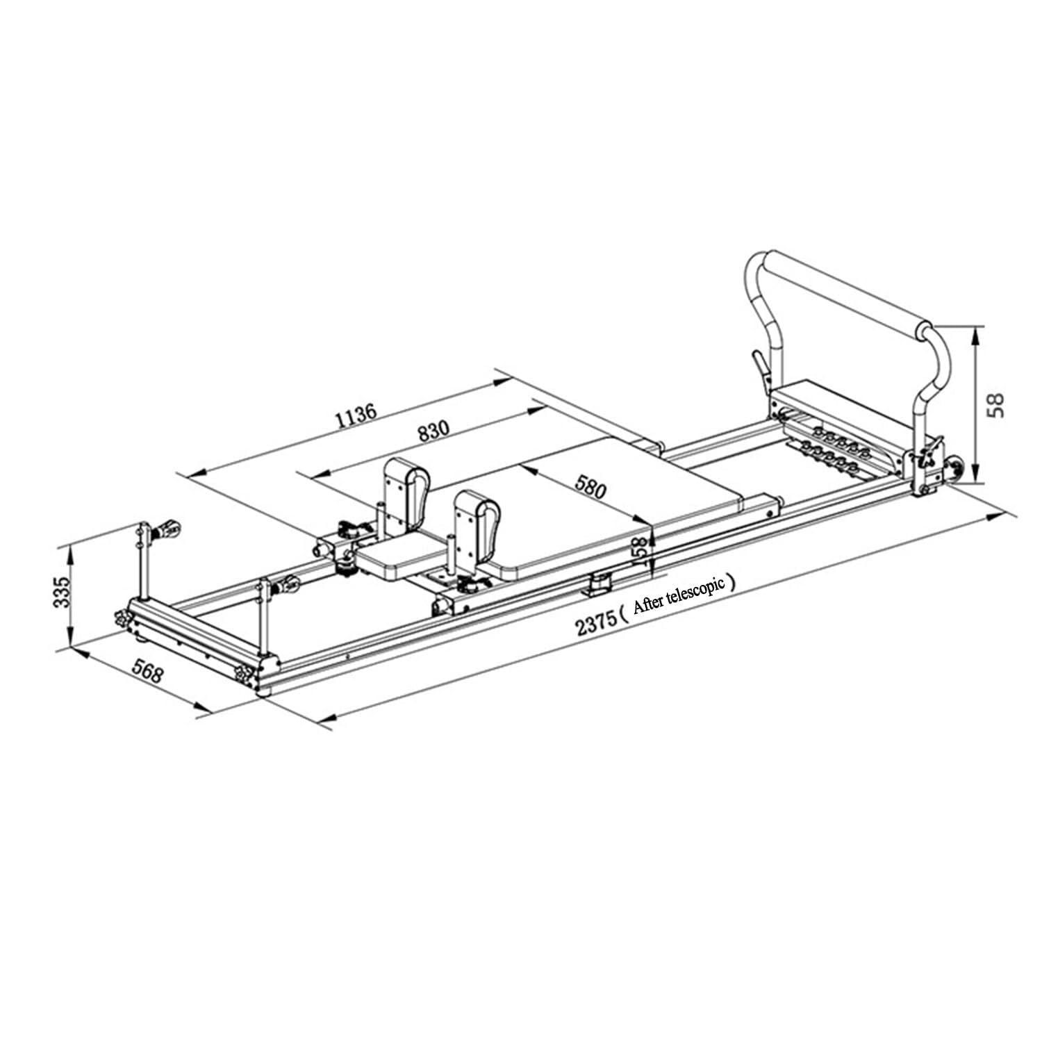 Aluminum Pilates Reformer with Foot Bar for Home Training