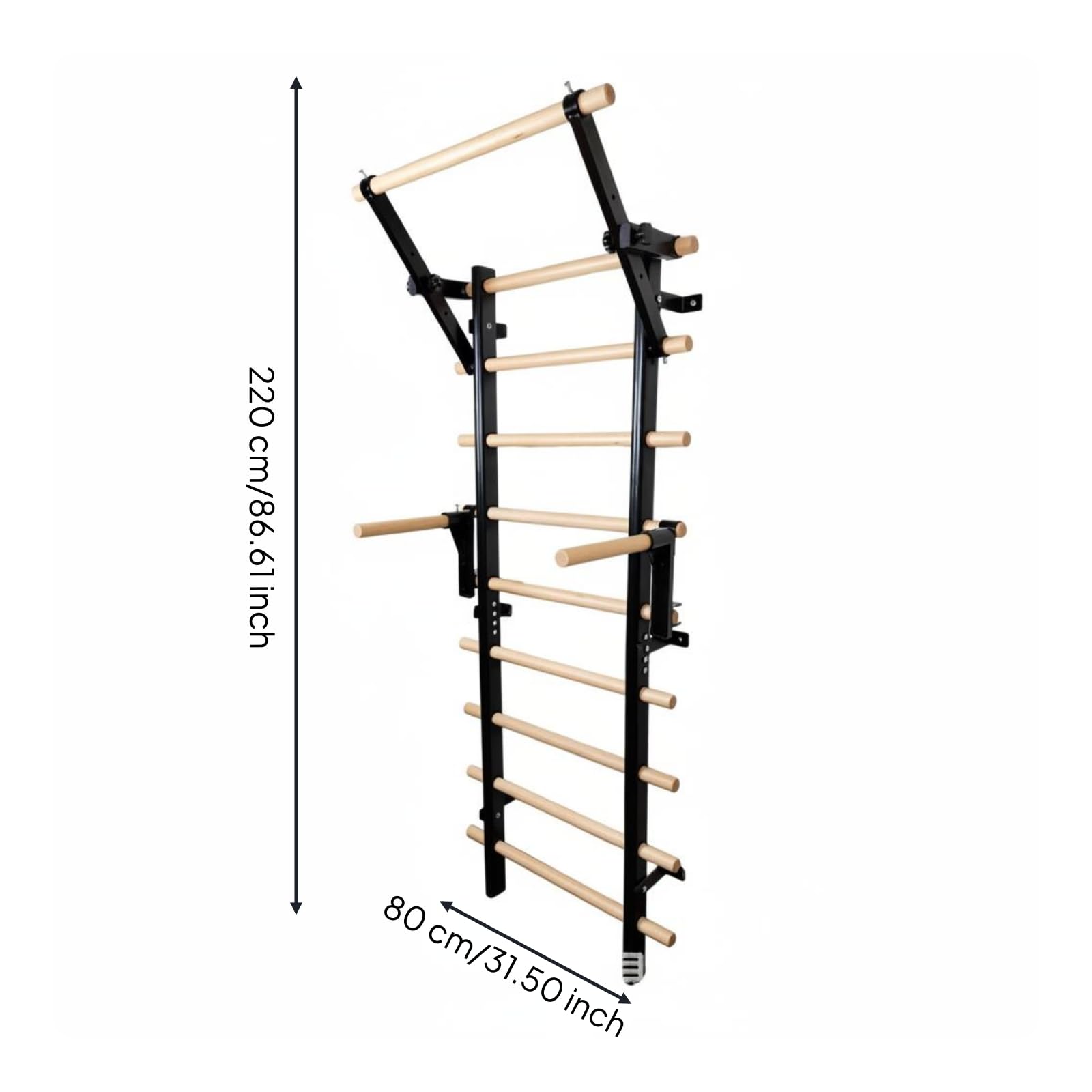 Wall-Mounted Stall Bars with Pull-Up Station for Home Gym