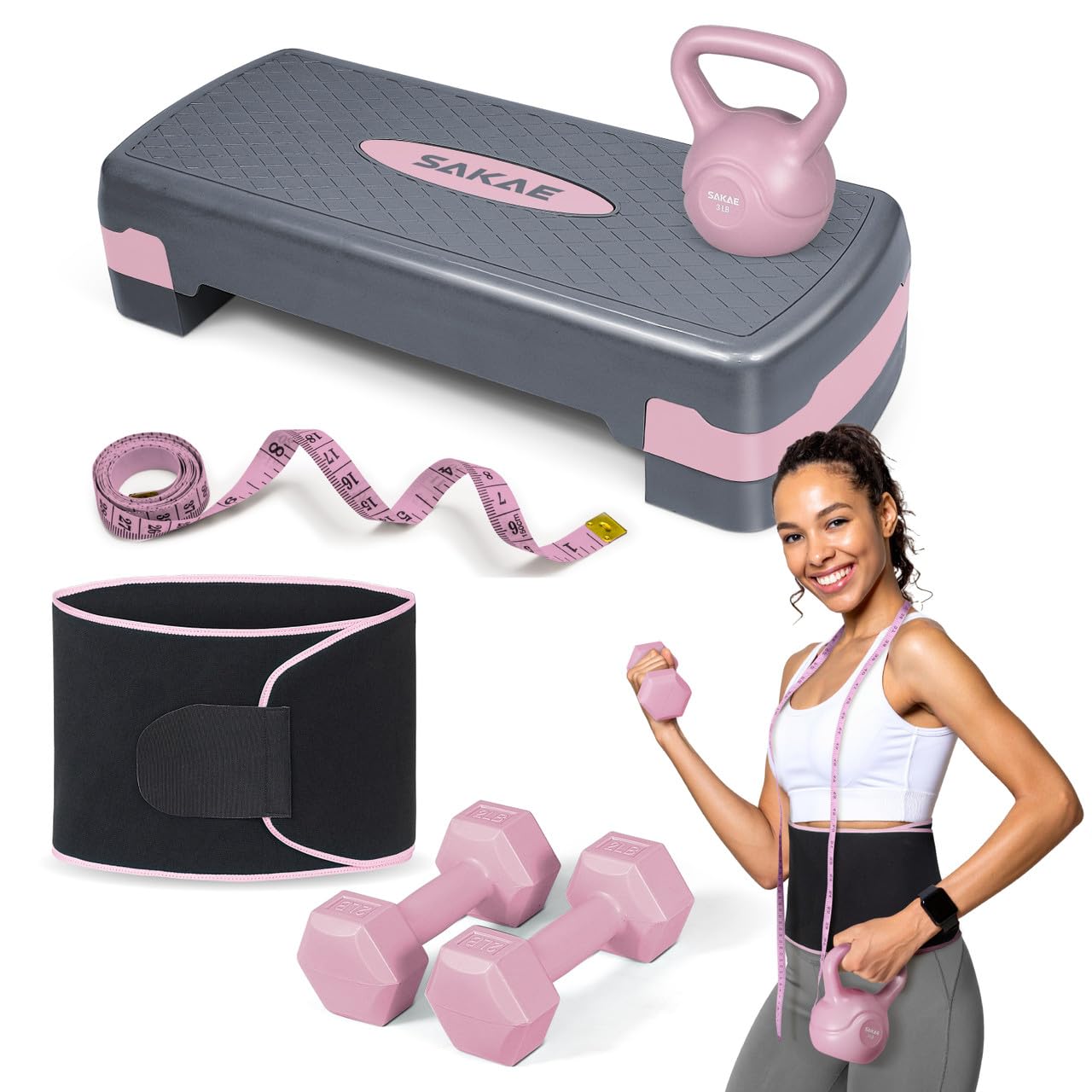 Adjustable Aerobic Step Platform Fitness Set with Accessories
