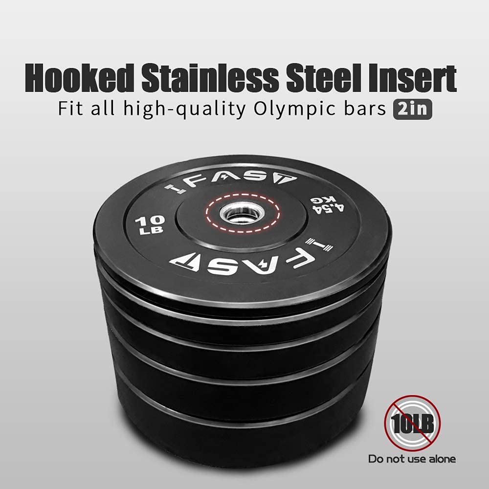Olympic Bumper Weight Plate Set with Steel Hub, 370 lb