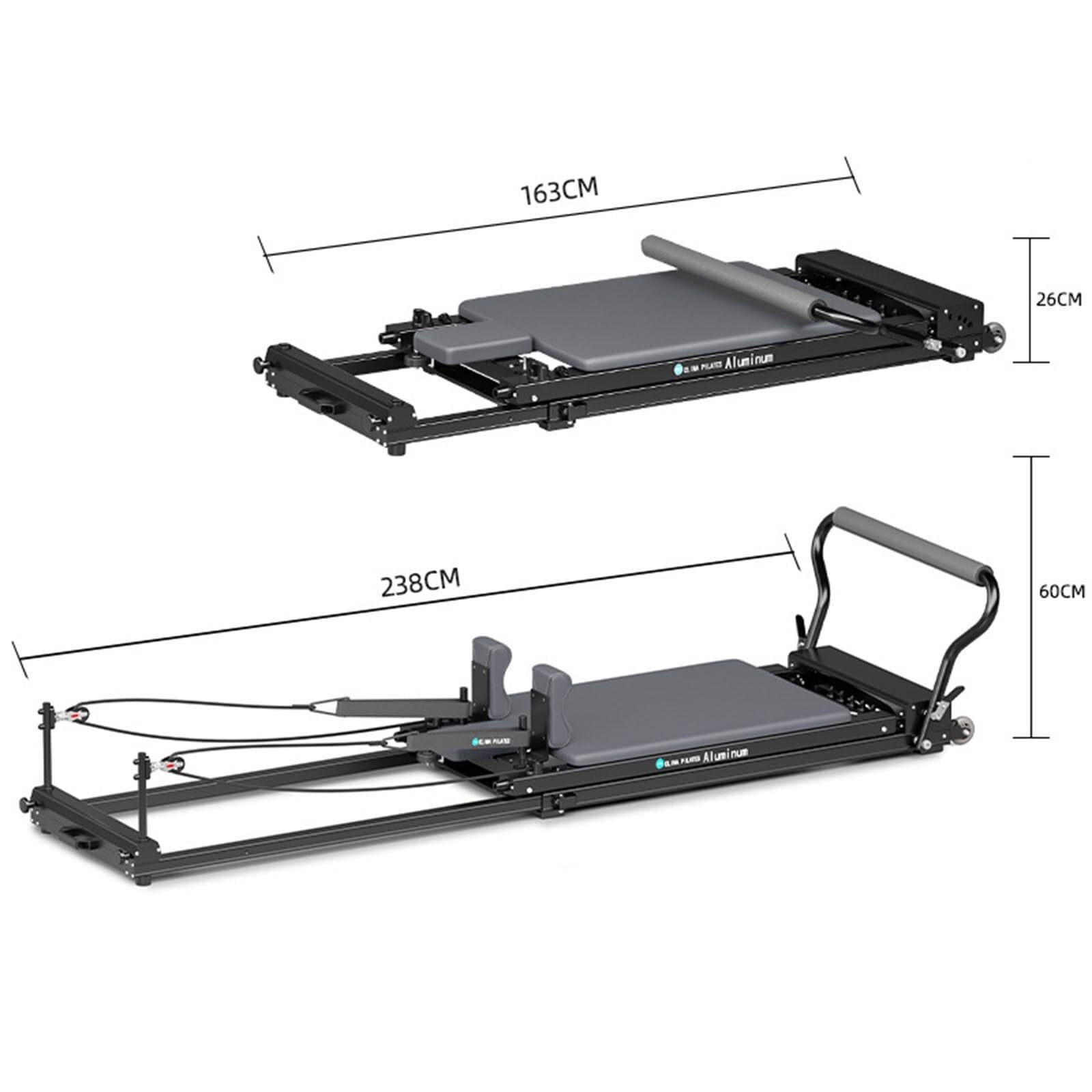 Portable Foldable Pilates Reformer with Adjustable Resistance