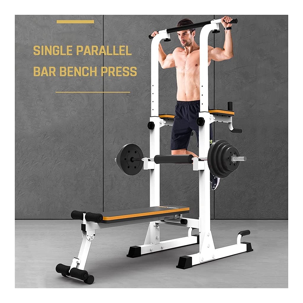 Multi-Function Power Tower with Weight Bench and Barbell Rack