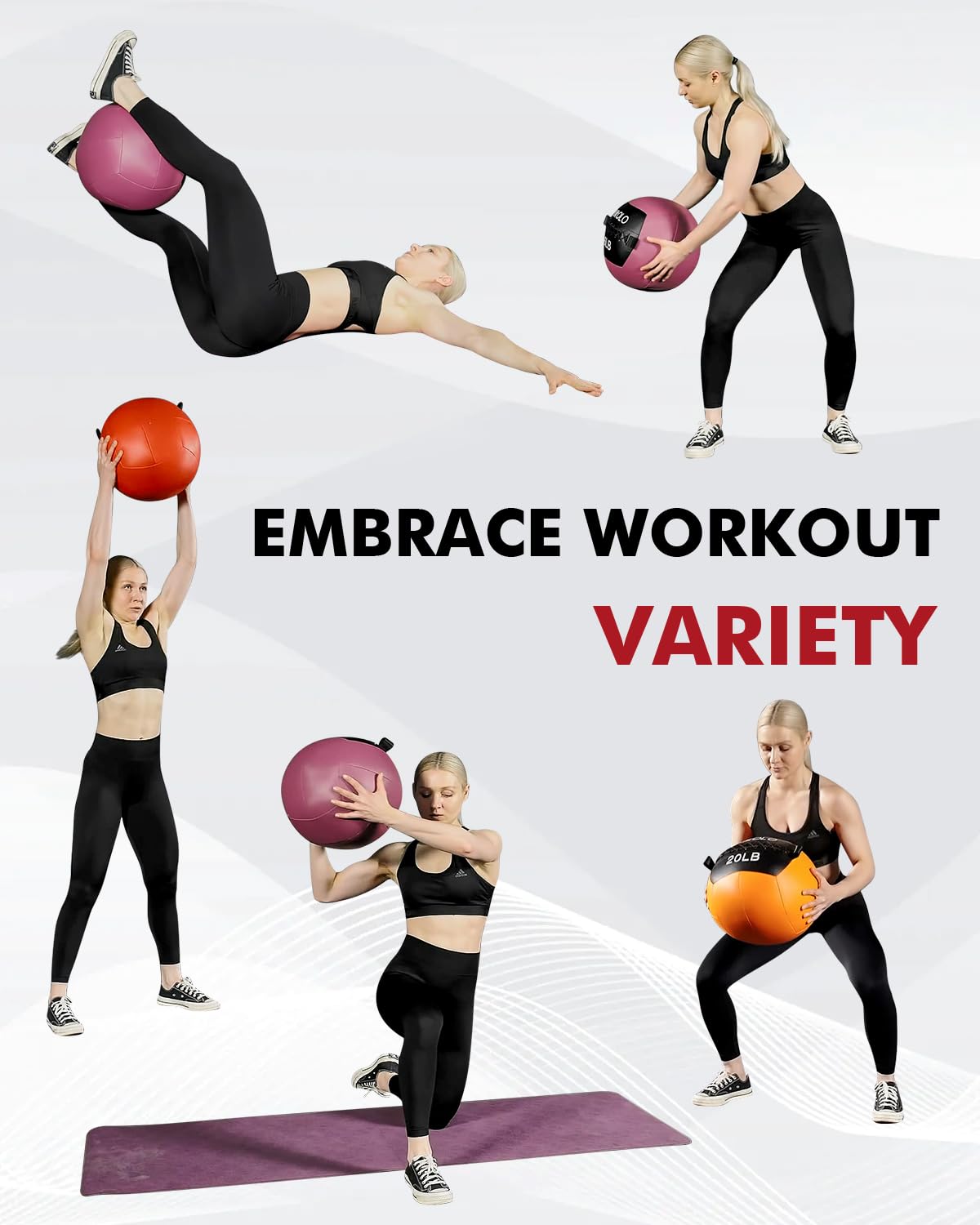 Medicine Ball and Slam Ball Set for Strength Training 10-25lb