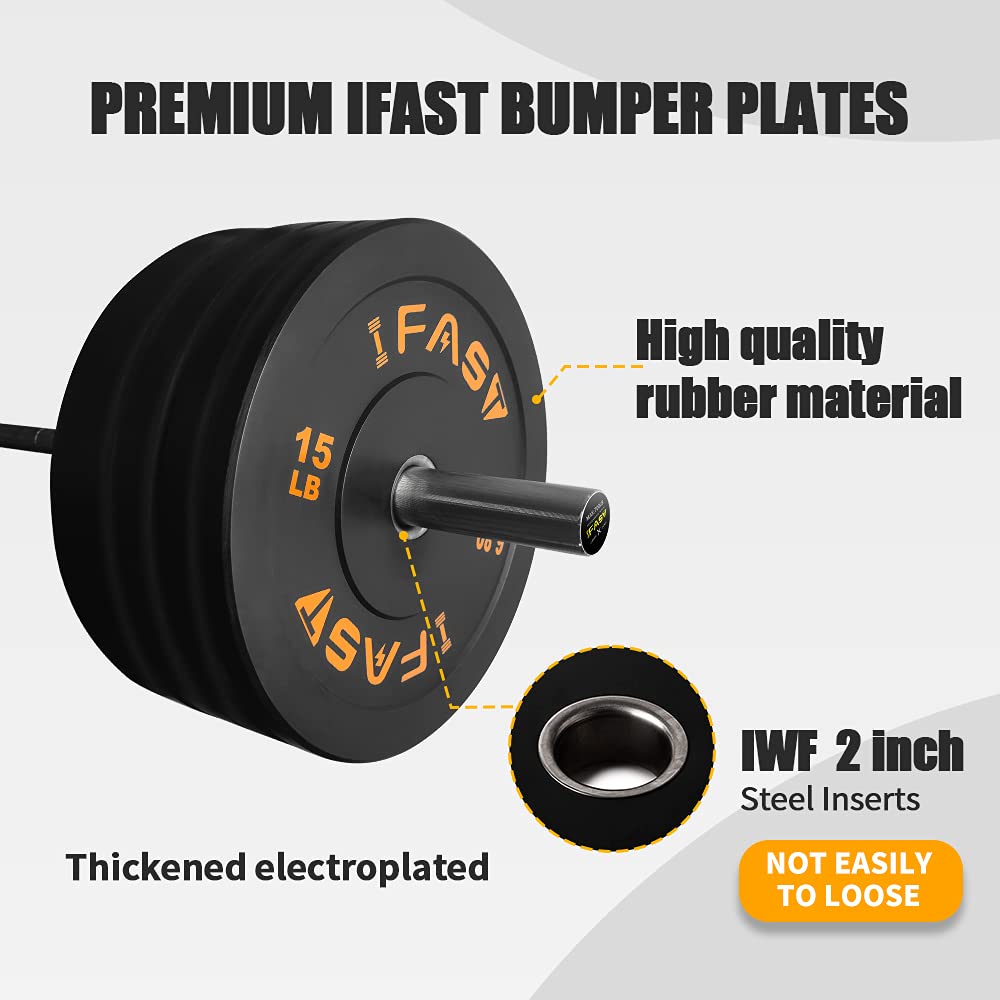 Olympic Bumper Weight Plate Set with Steel Hub, 370 lb