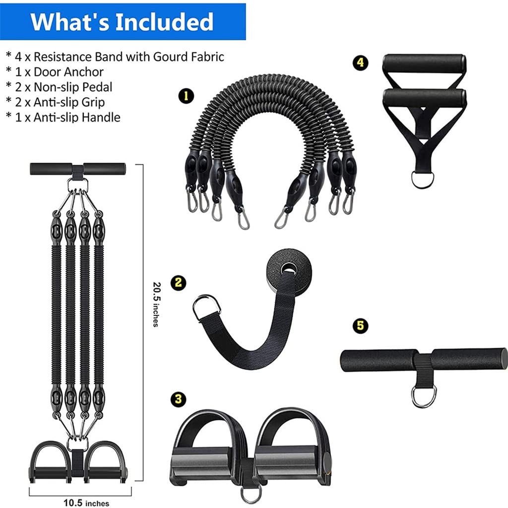 4-Tube Resistance Band Pedal Exerciser for Home Workout