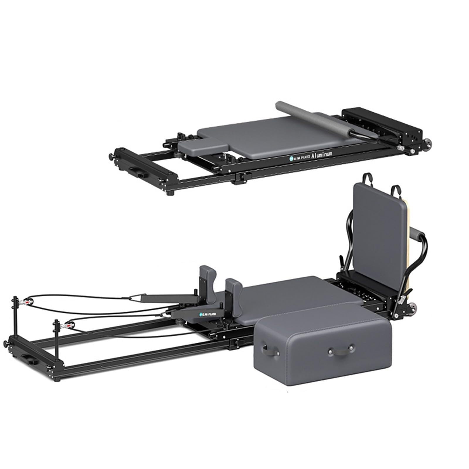 Portable Foldable Pilates Reformer with Adjustable Resistance