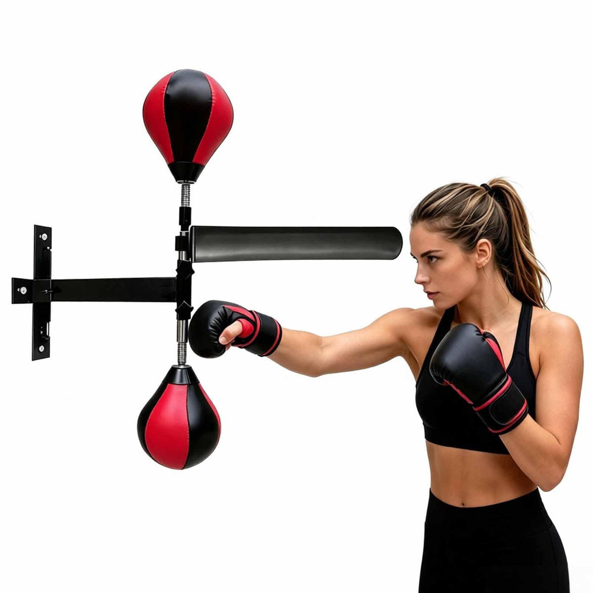 Wall-Mounted Reflex Boxing Bar with Dual Punching Balls