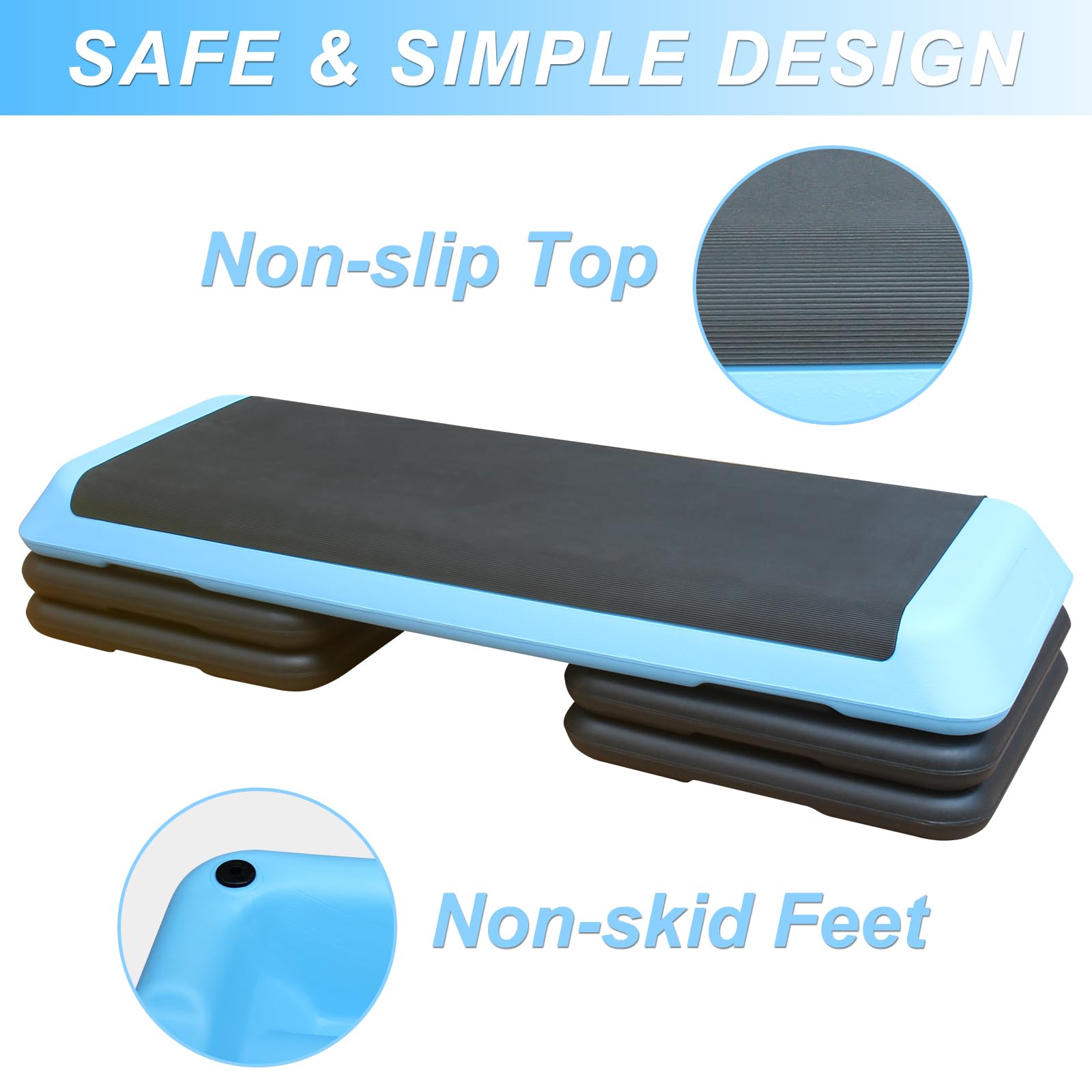 Adjustable Aerobic Step Platform with Risers for Home Gym
