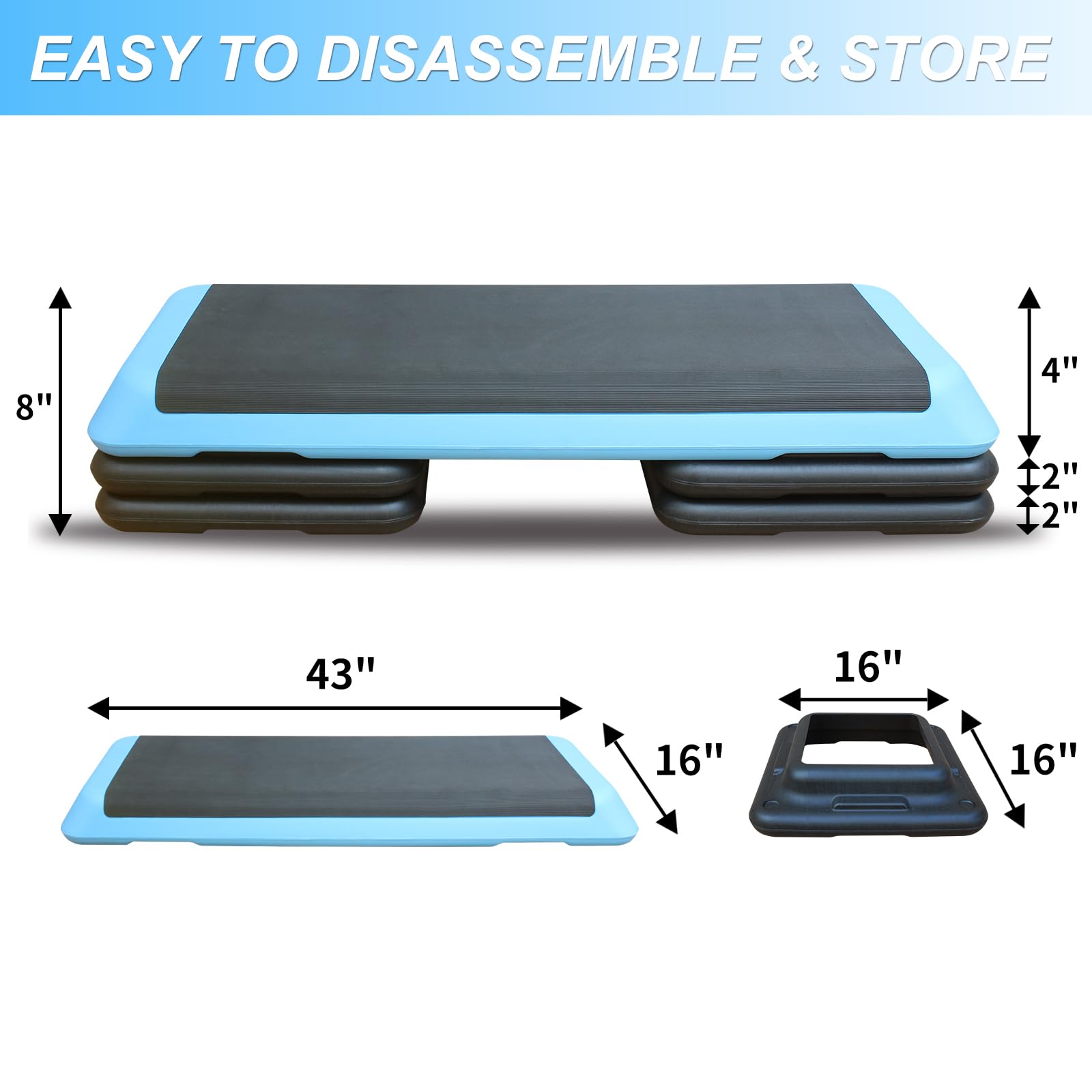 Adjustable Aerobic Step Platform with Risers for Home Gym