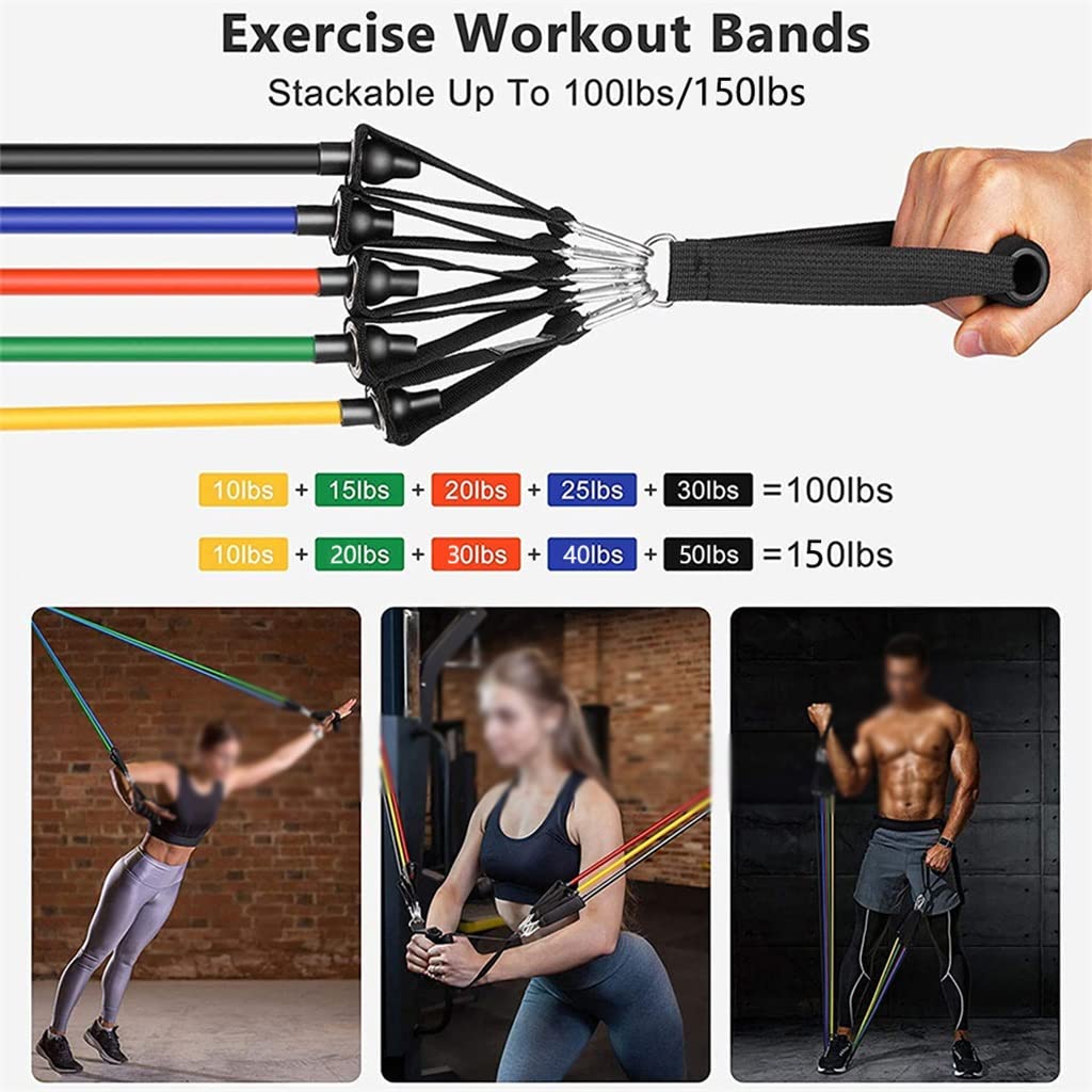 Adjustable Pilates Bar with Resistance Bands for Home Workout