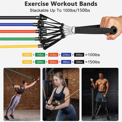 Adjustable Pilates Bar with Resistance Bands for Home Workout