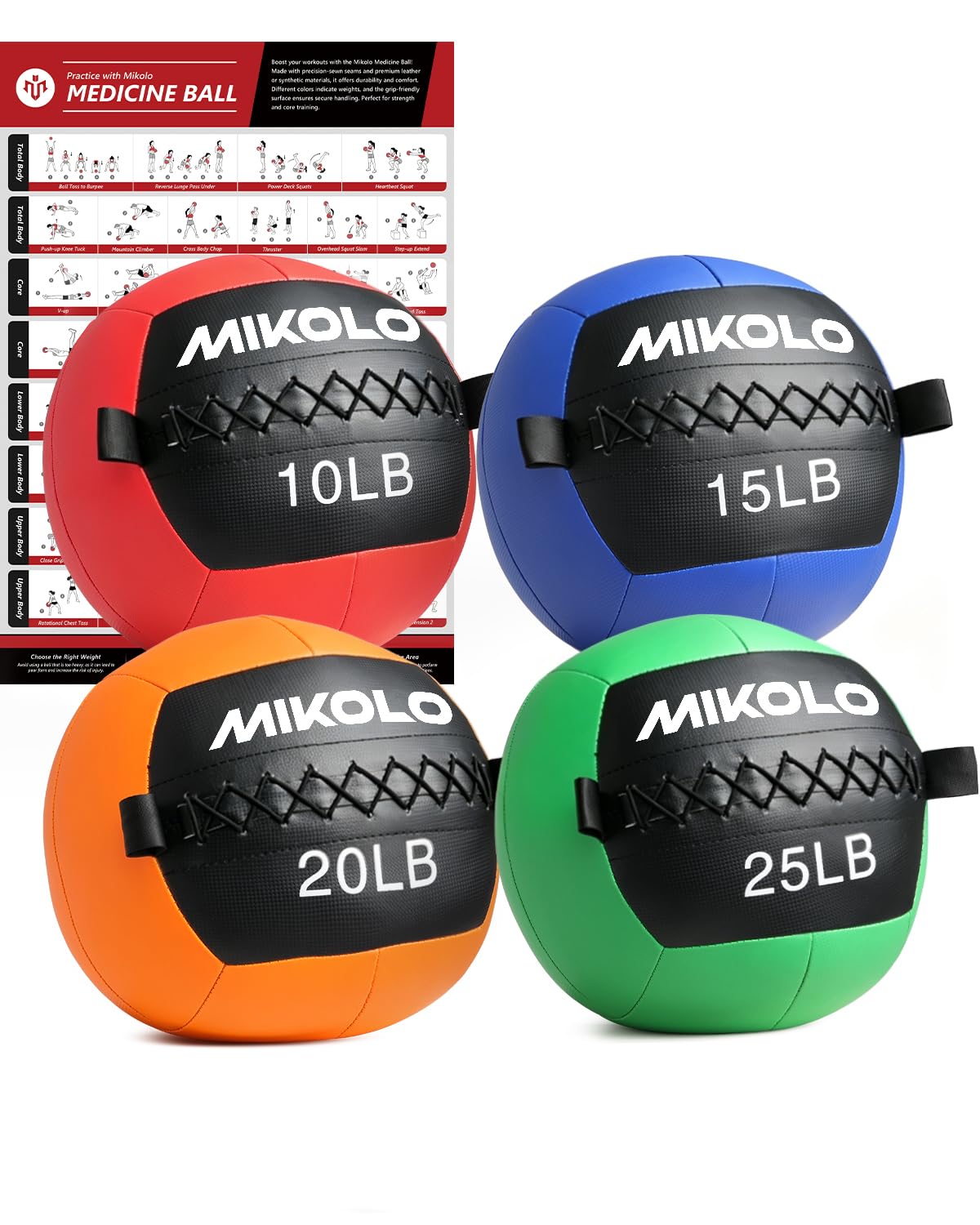 Medicine Ball and Slam Ball Set for Strength Training 10-25lb