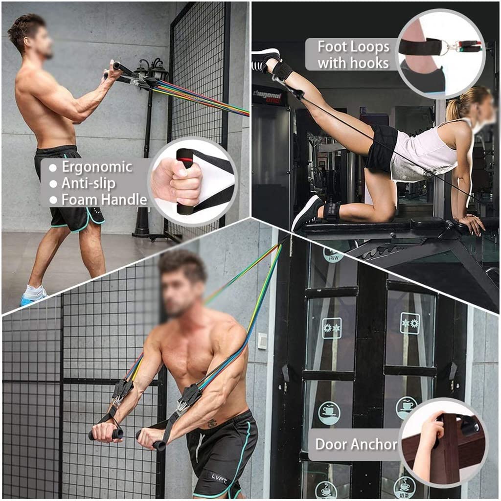 Adjustable Pilates Bar with Resistance Bands for Home Workout