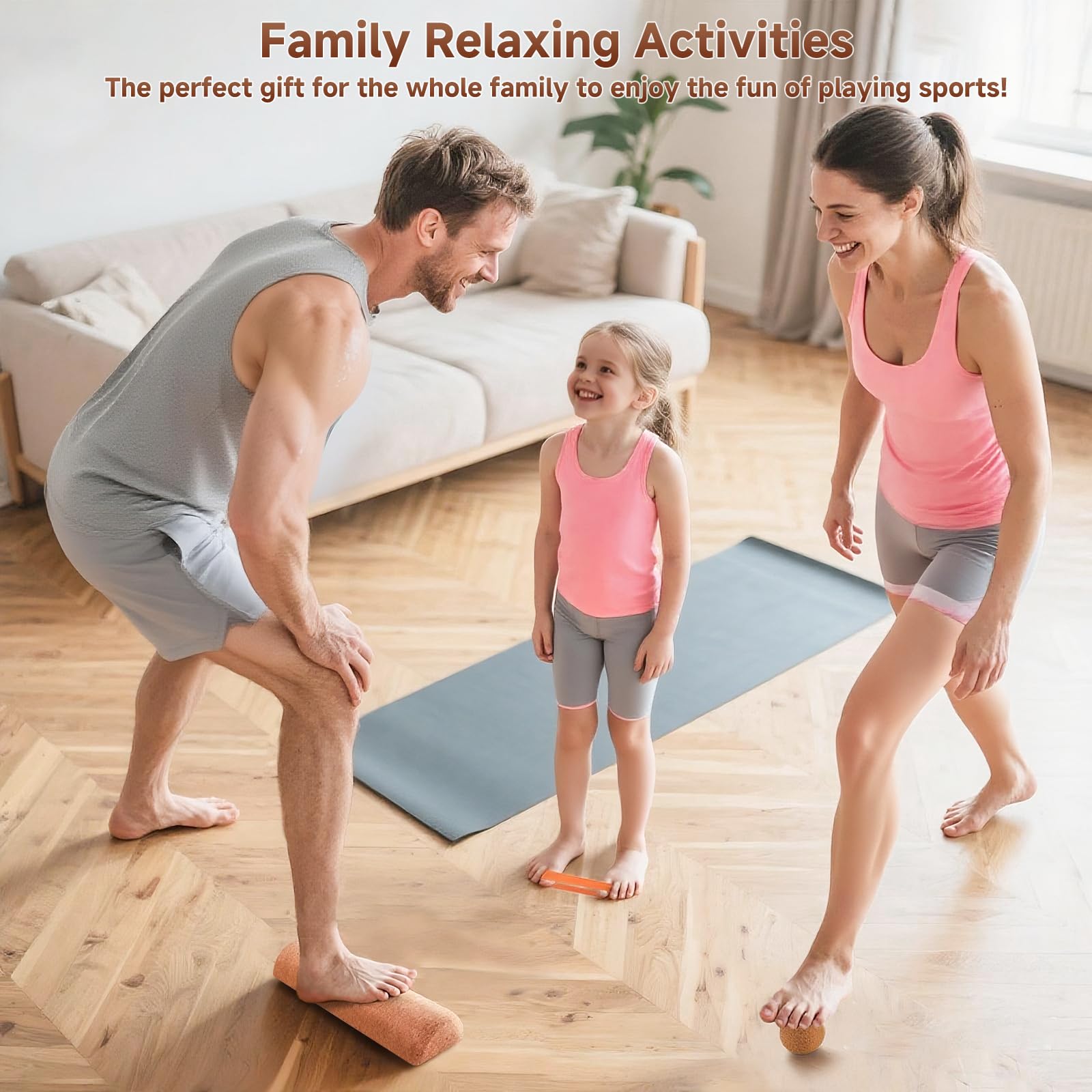 Cork Balance Board and Yoga Block Set for Strength Training