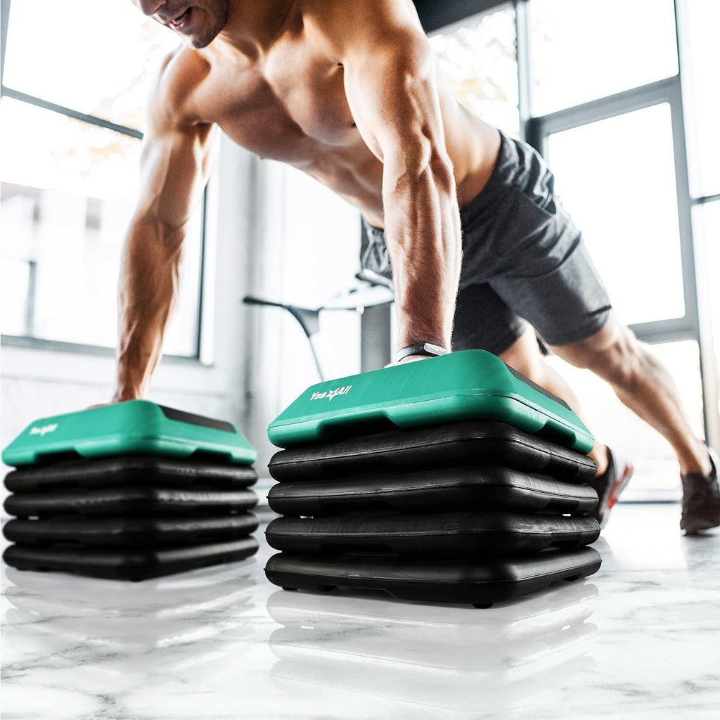 Adjustable Aerobic Step Platform with Stackable Risers