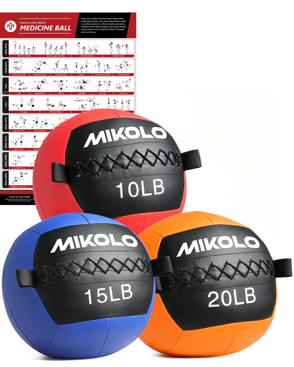 Medicine Ball and Slam Ball Set for Strength Training 10-25lb
