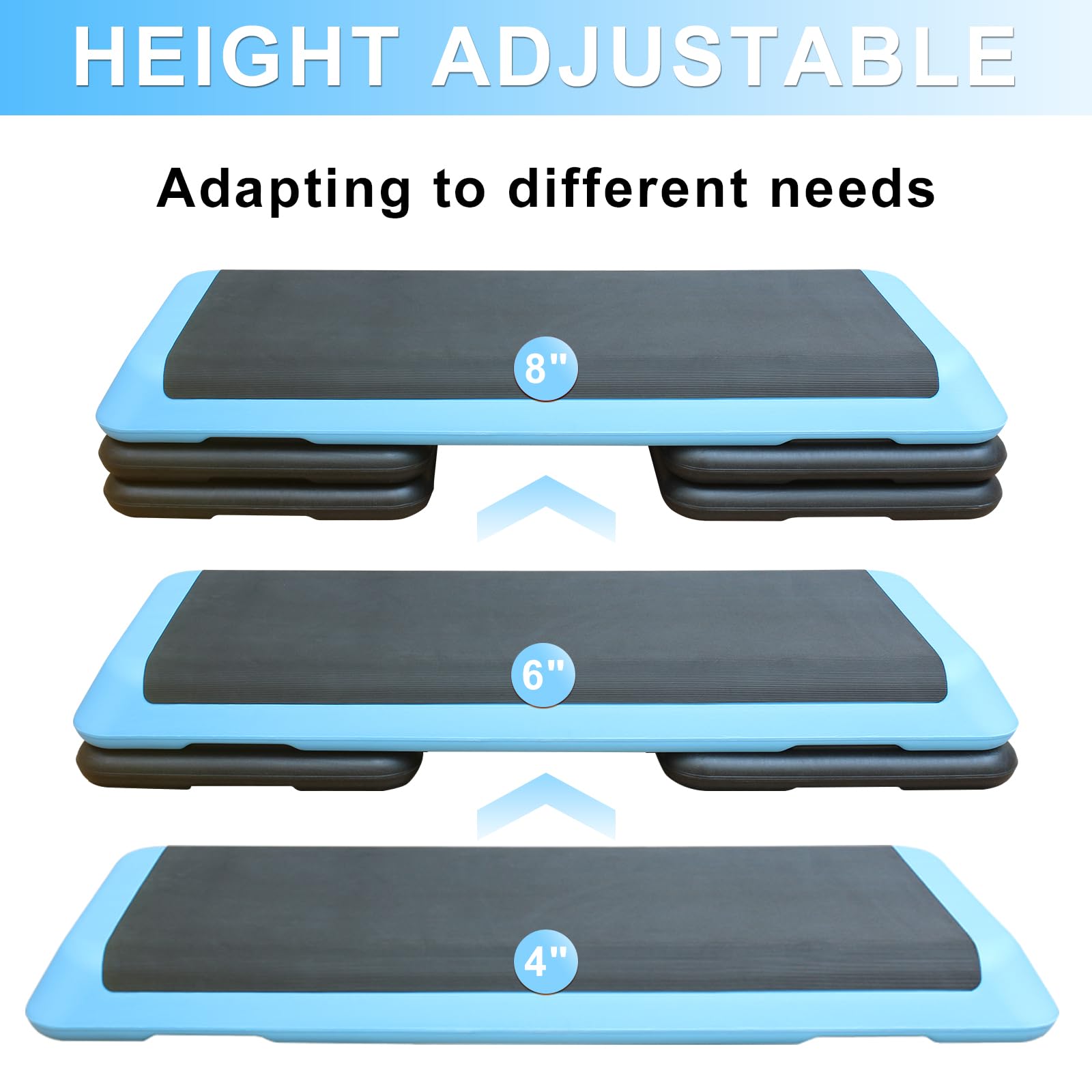 Adjustable Aerobic Step Platform with Risers for Home Gym