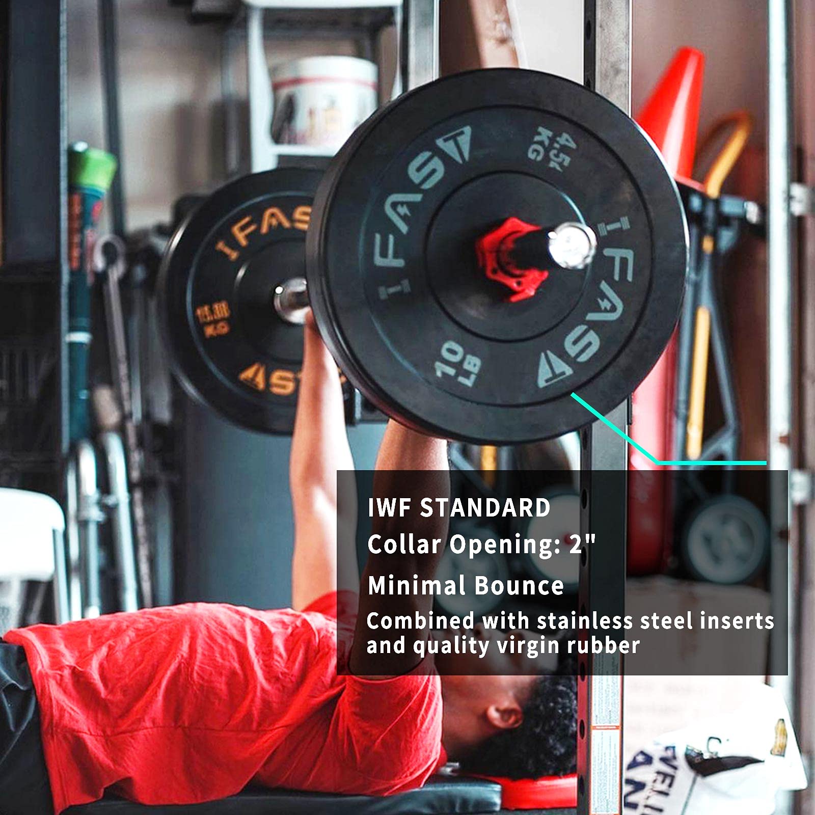 Olympic Bumper Weight Plate Set with Steel Hub, 370 lb