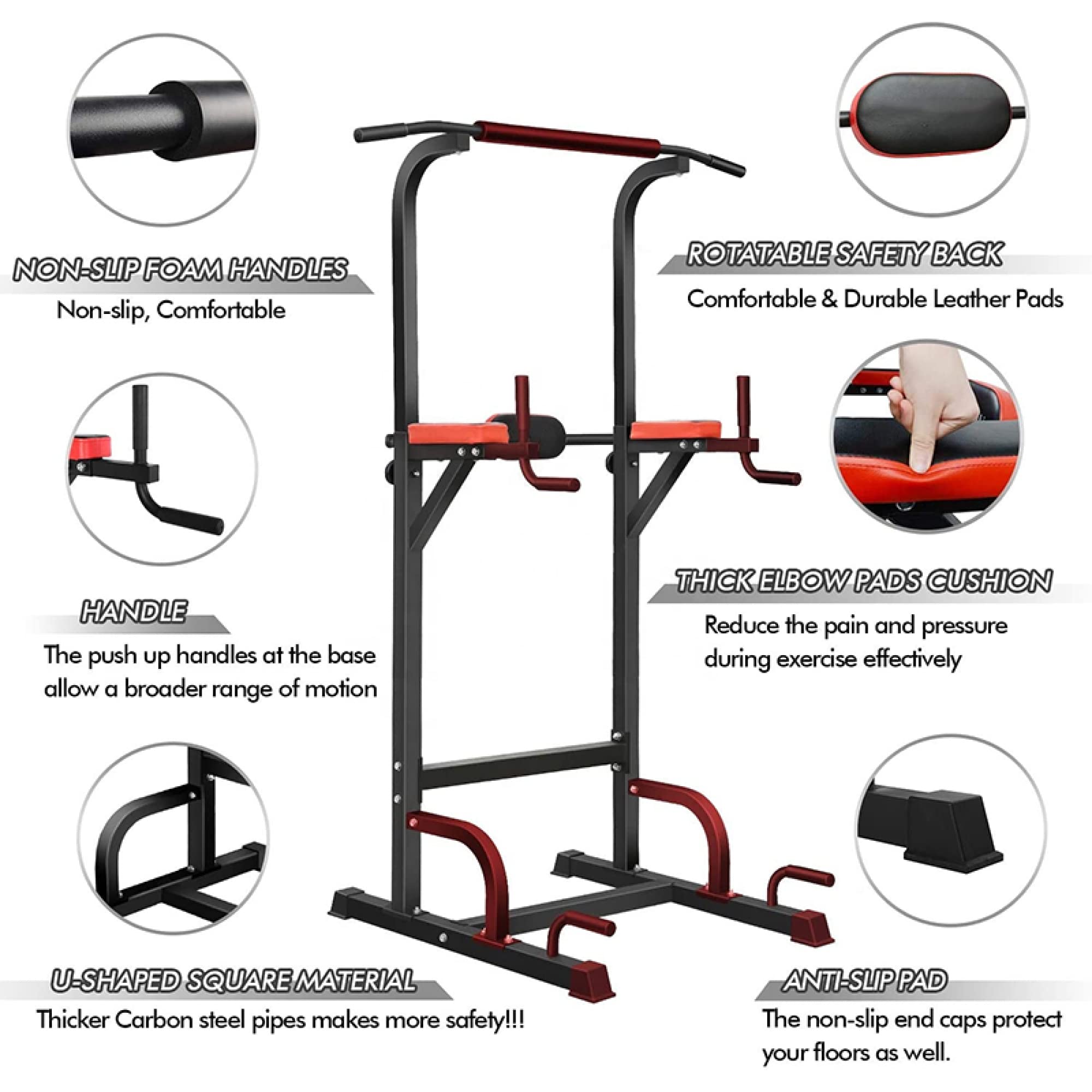 Adjustable Power Tower with Pull-Up and Dip Station