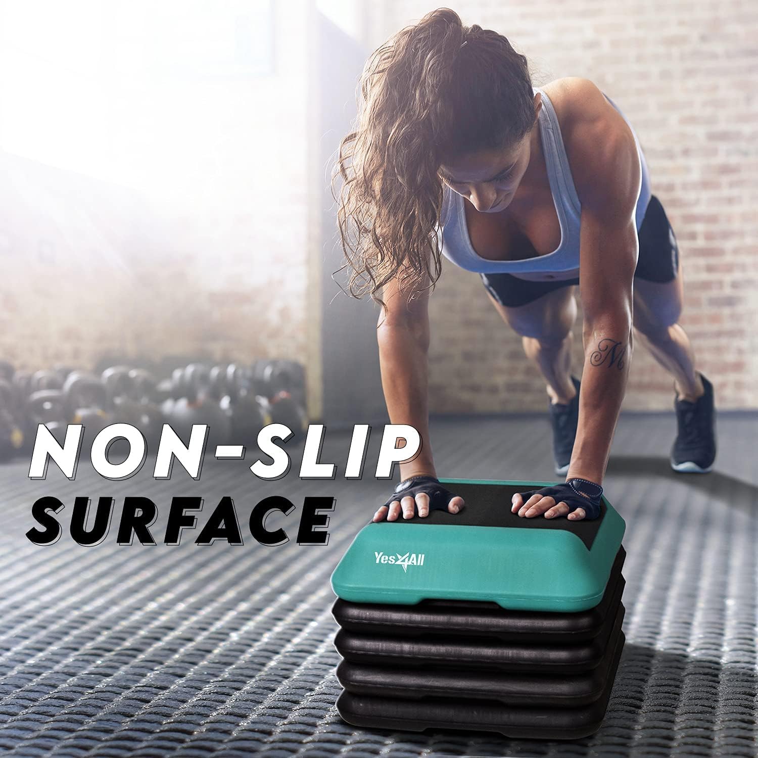 Adjustable Aerobic Step Platform with Stackable Risers