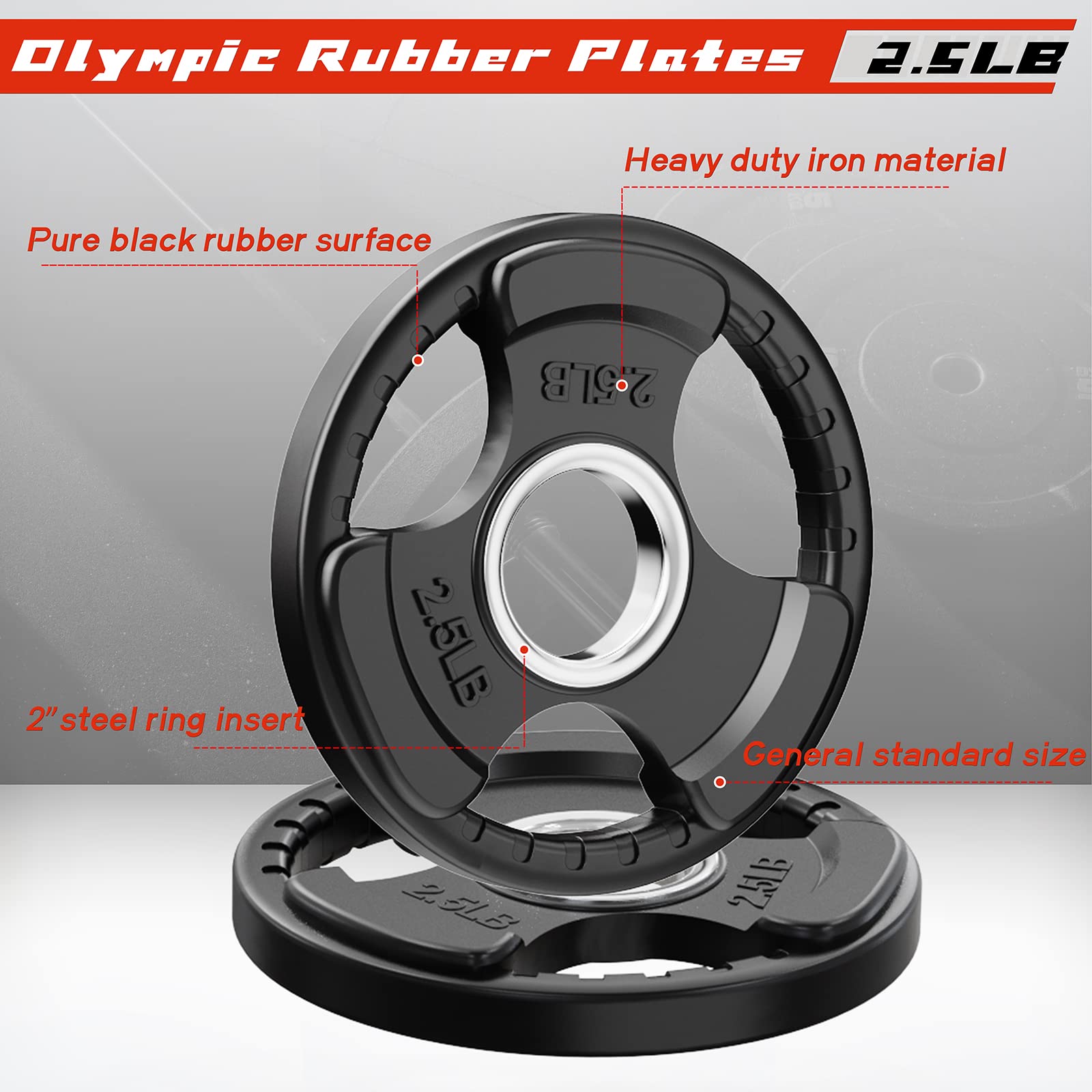 Olympic Rubber Grip Weight Plates for Barbell