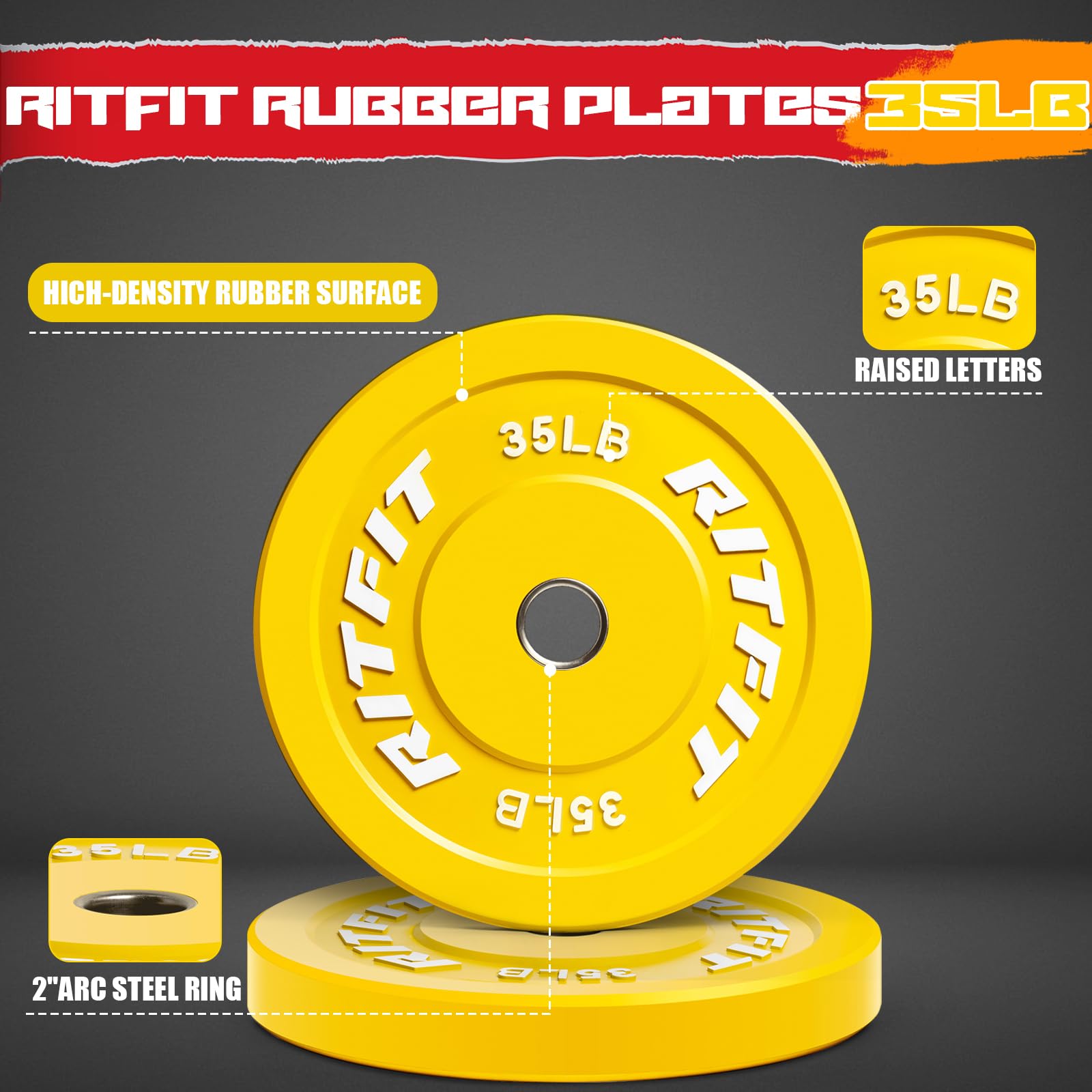 Olympic Rubber Bumper Weight Plate with Steel Insert