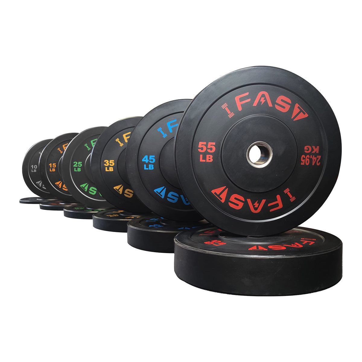 Olympic Bumper Weight Plate Set with Steel Hub, 370 lb