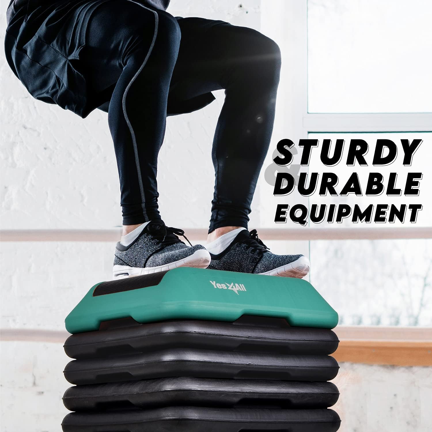 Adjustable Aerobic Step Platform with Stackable Risers