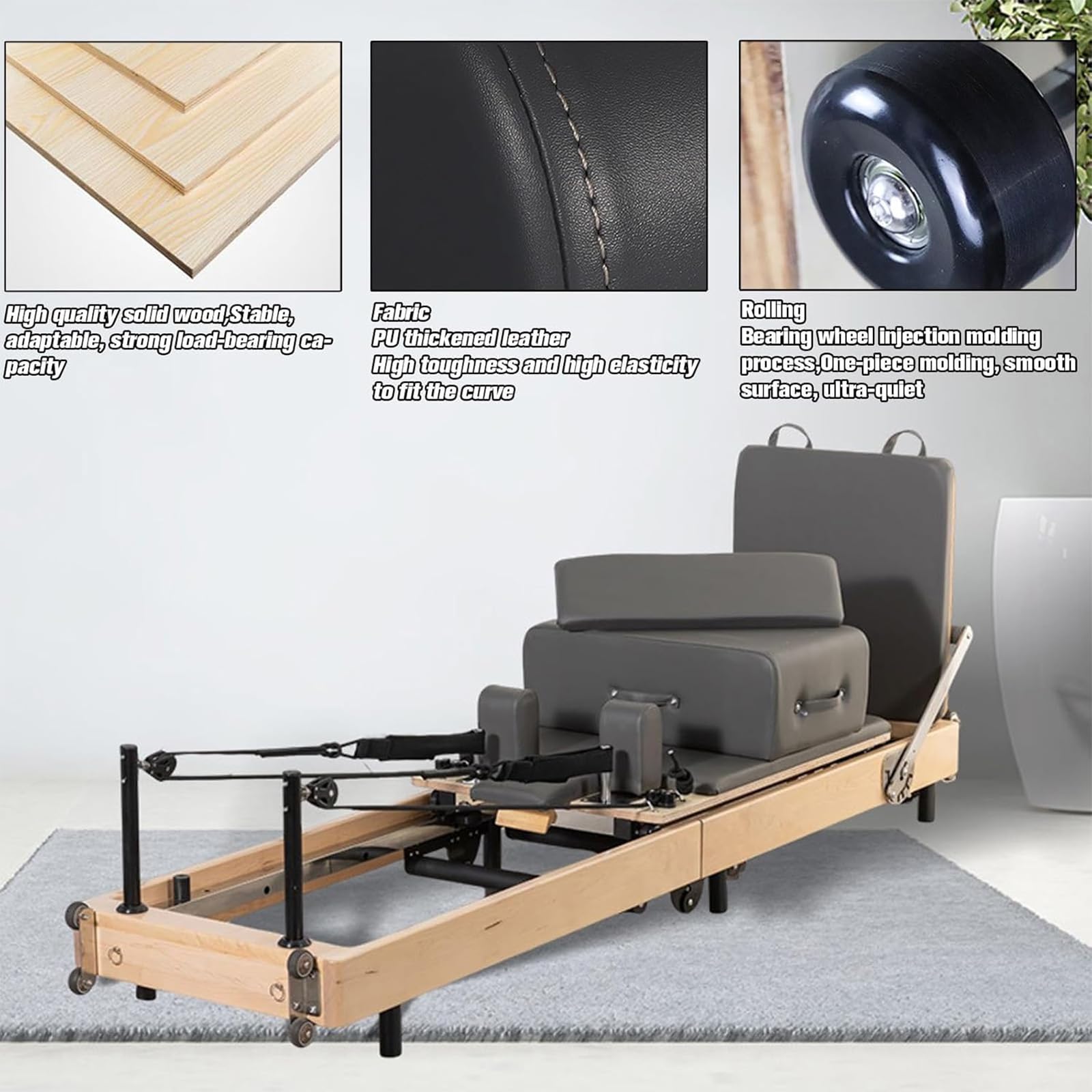 Foldable Pilates Reformer Machine with Adjustable Core Bed