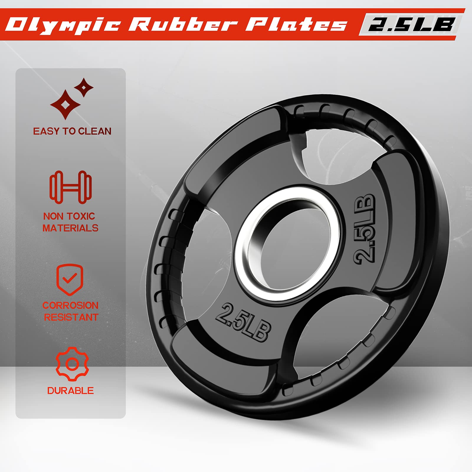 Olympic Rubber Grip Weight Plates for Barbell