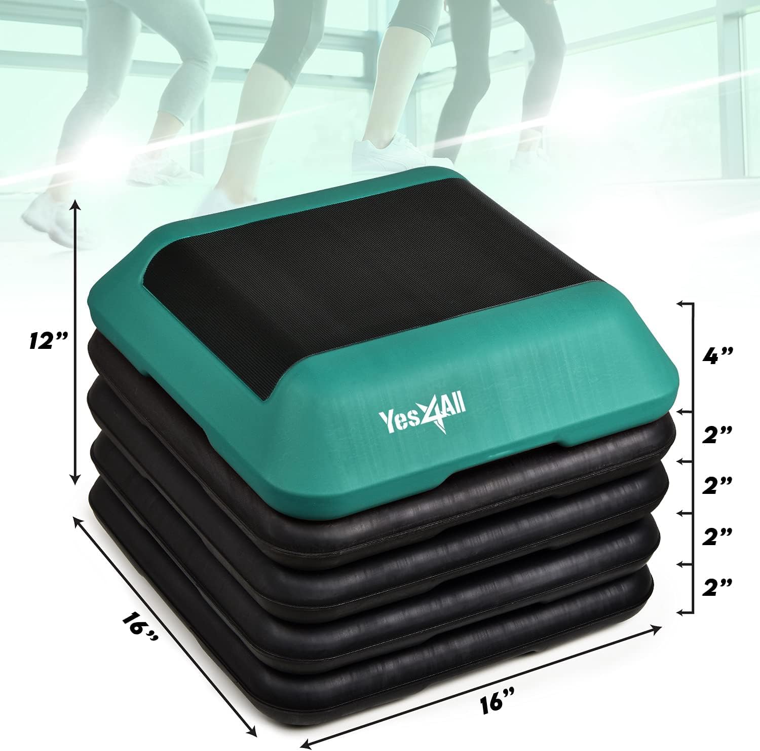Adjustable Aerobic Step Platform with Stackable Risers