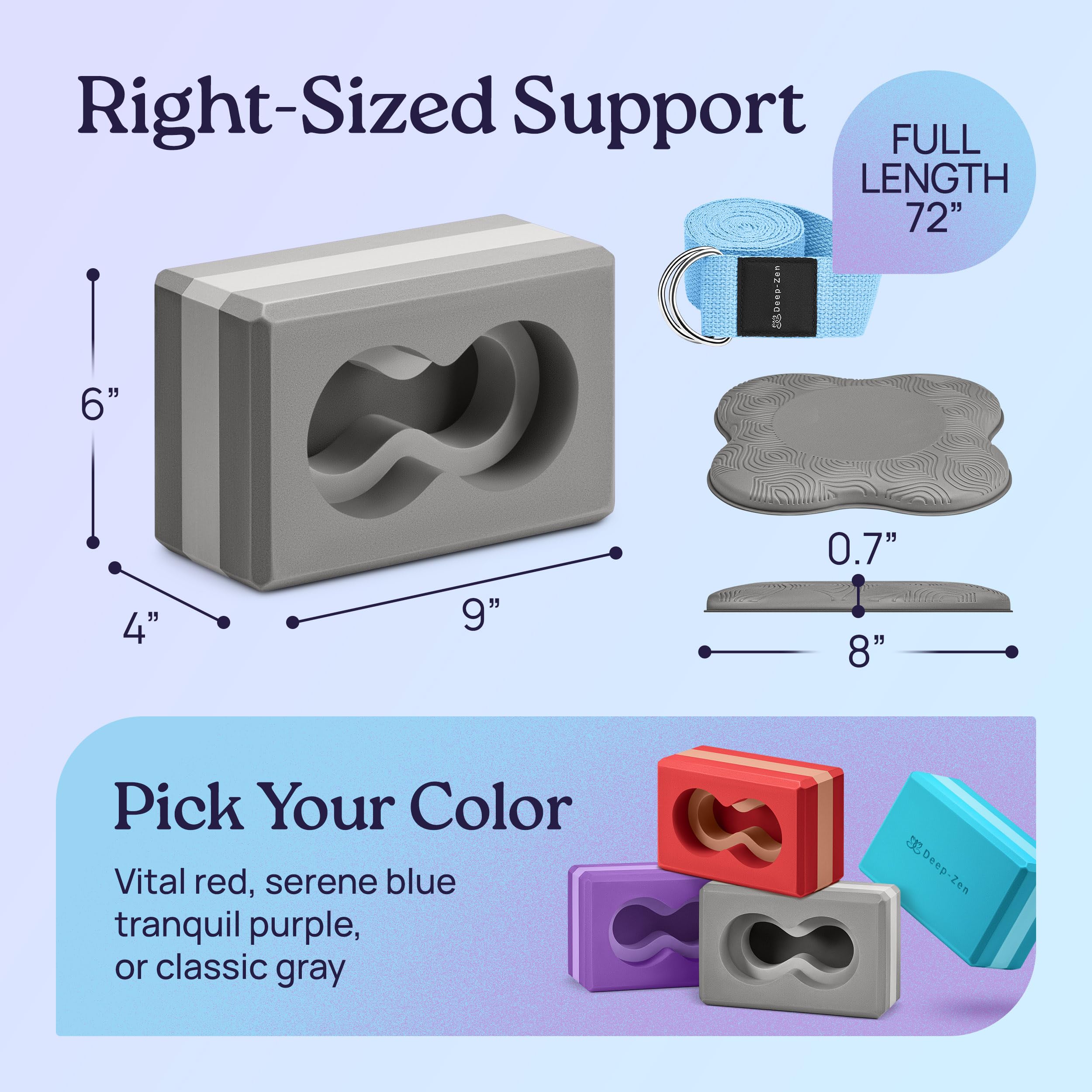 Yoga Block Set with Straps and Knee Pads