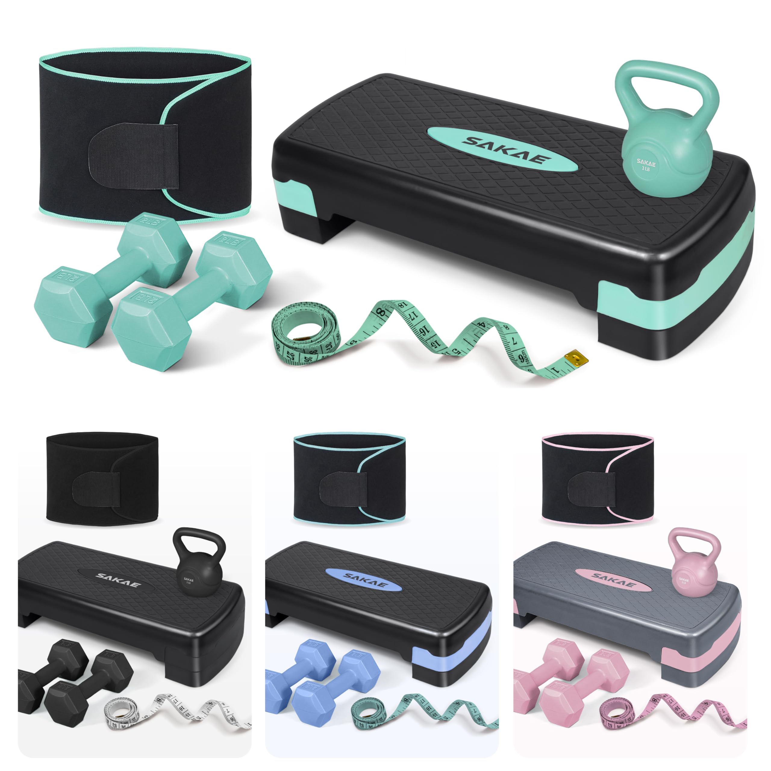Adjustable Aerobic Step Platform Fitness Kit with Weights