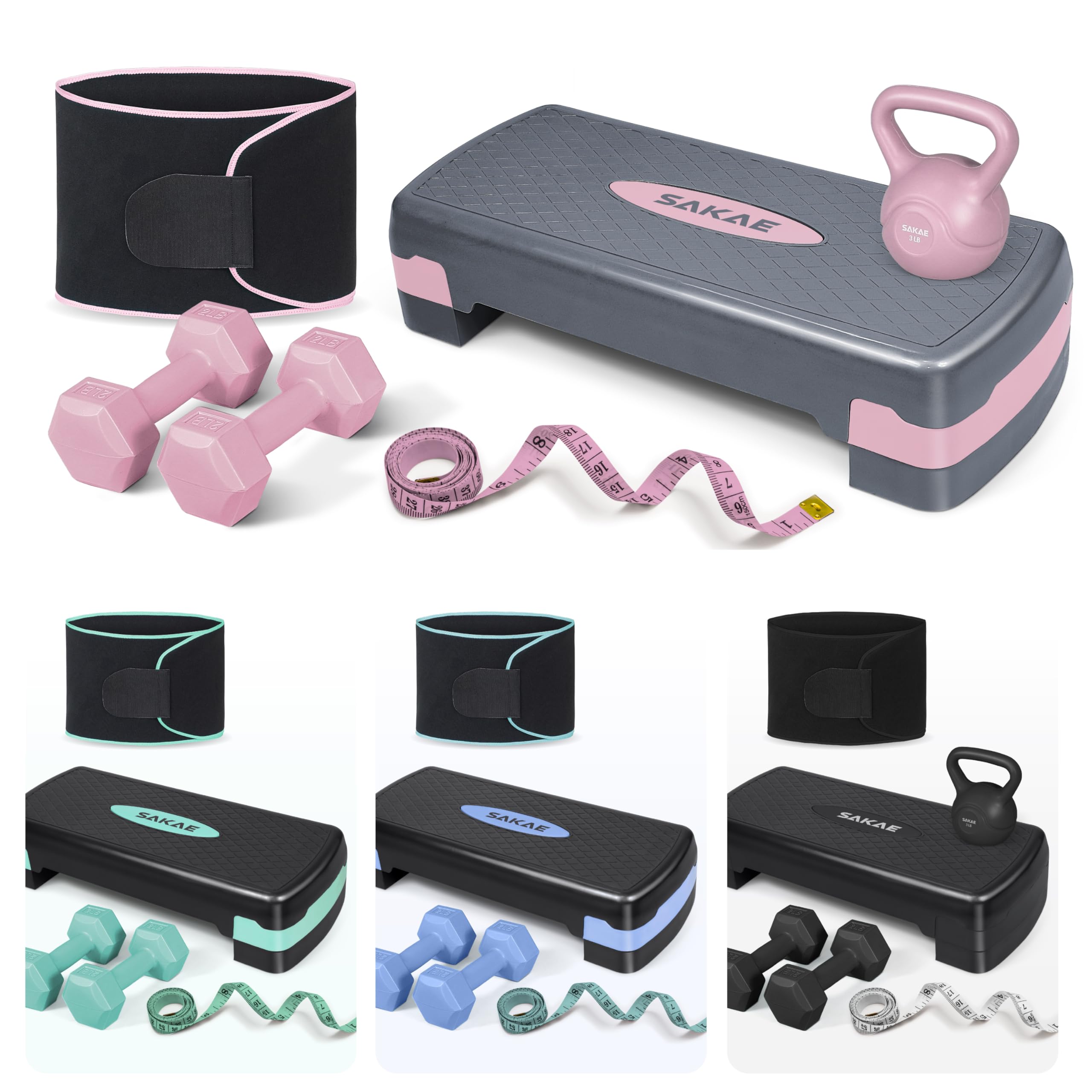 Adjustable Aerobic Step Platform Fitness Kit with Weights