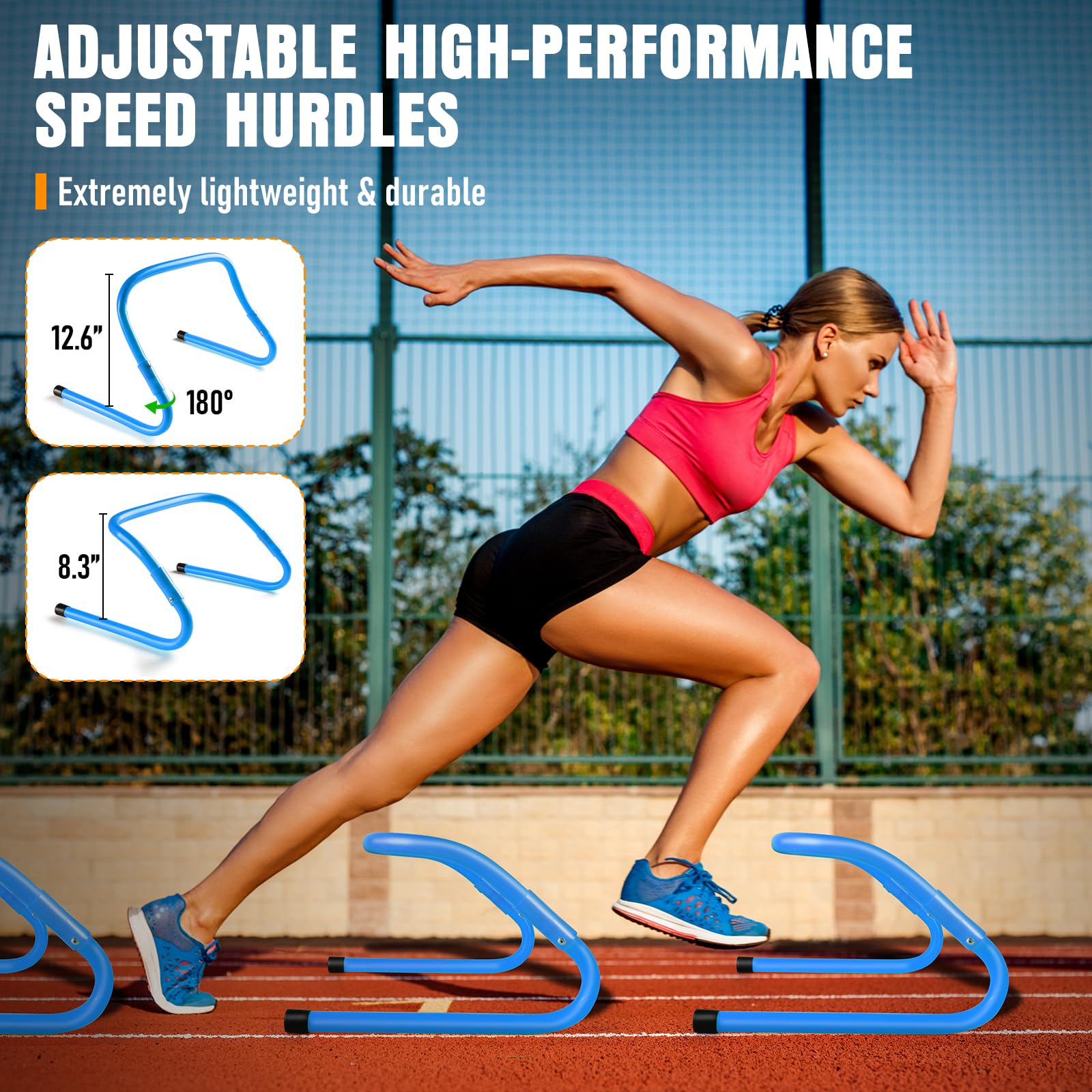 Agility Training Set with Ladder, Cones, Hurdles, Jump Rope and Parachute
