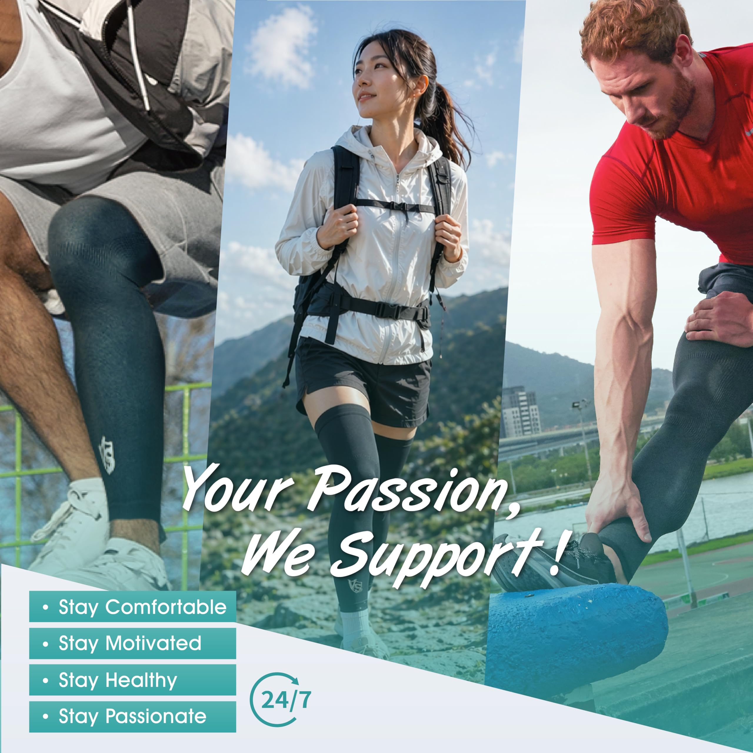 Full Leg Compression Knee Sleeve for Sports