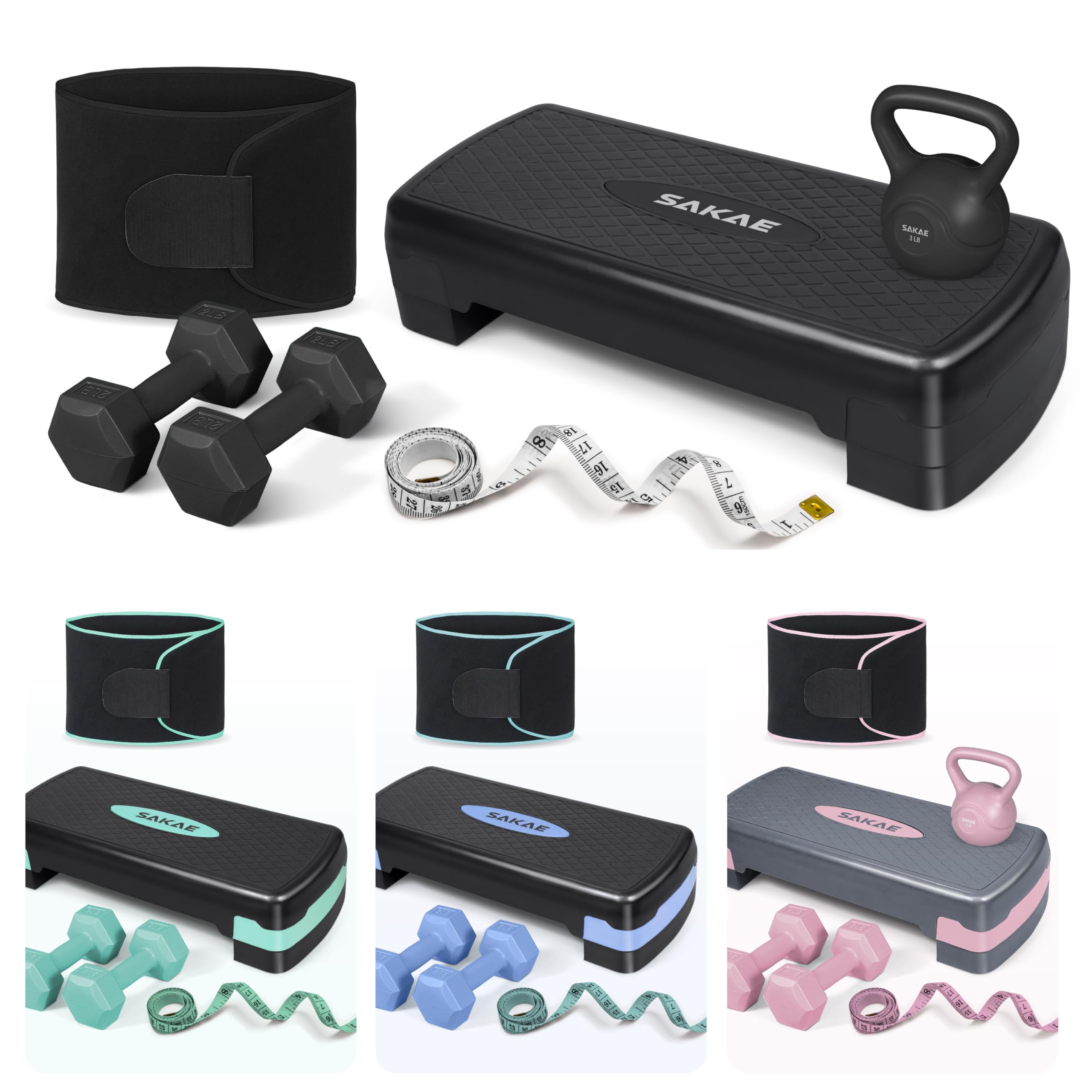 Adjustable Aerobic Step Platform Fitness Kit with Weights