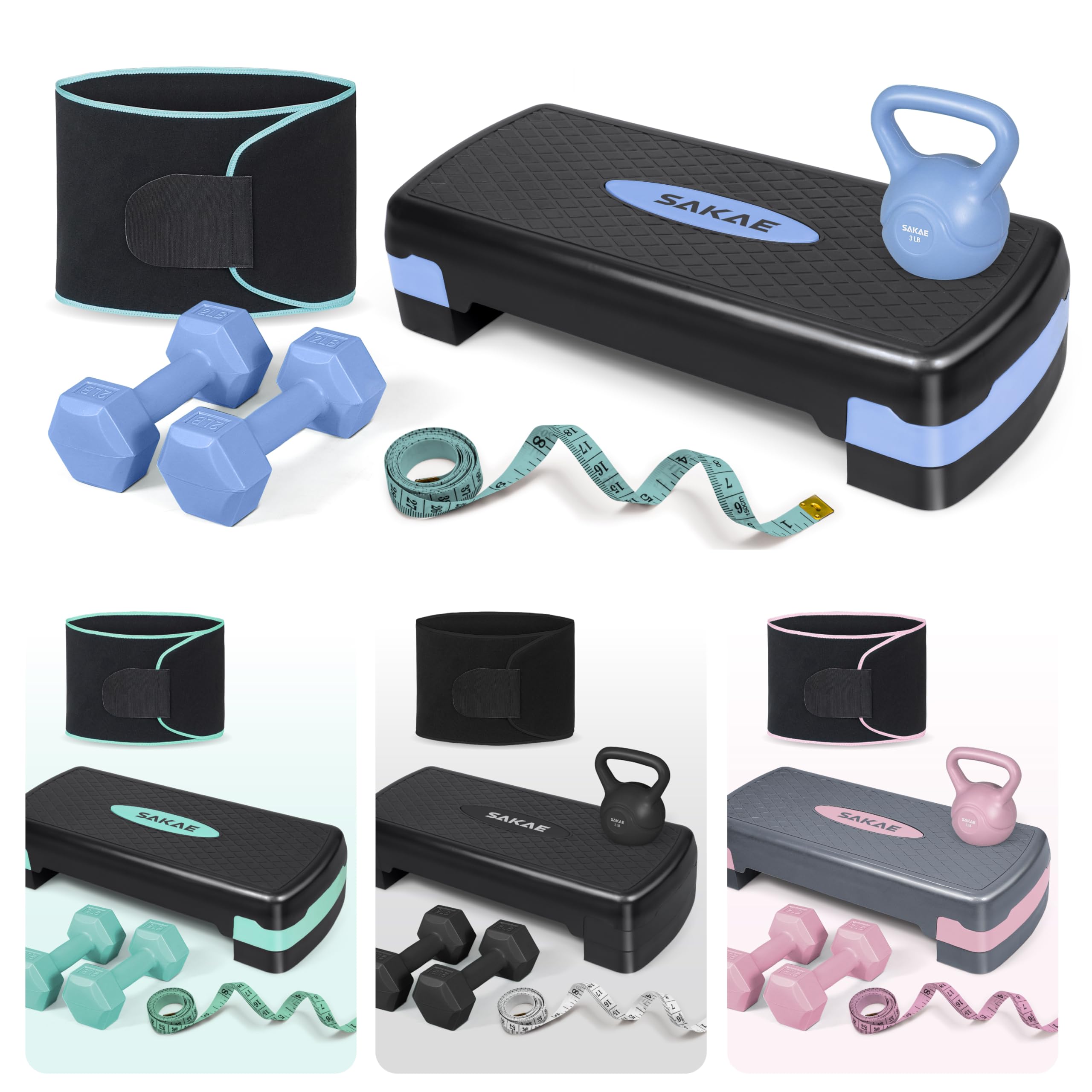Adjustable Aerobic Step Platform Fitness Kit with Weights
