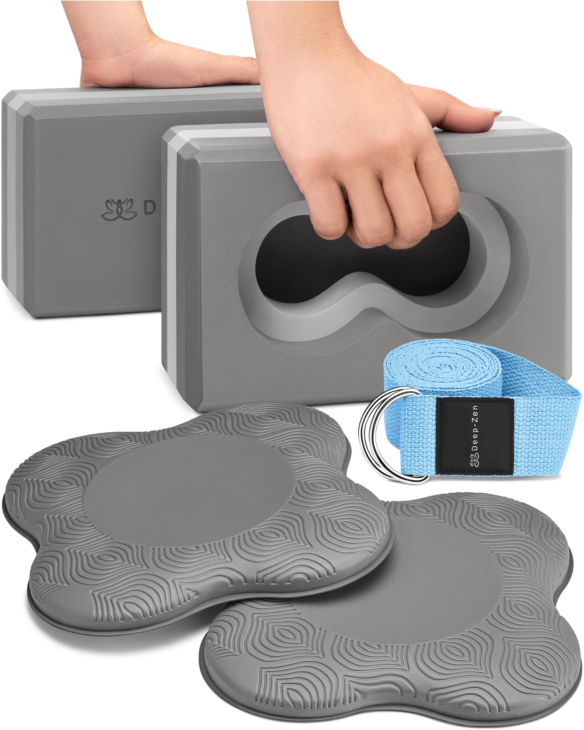 Yoga Block Set with Straps and Knee Pads