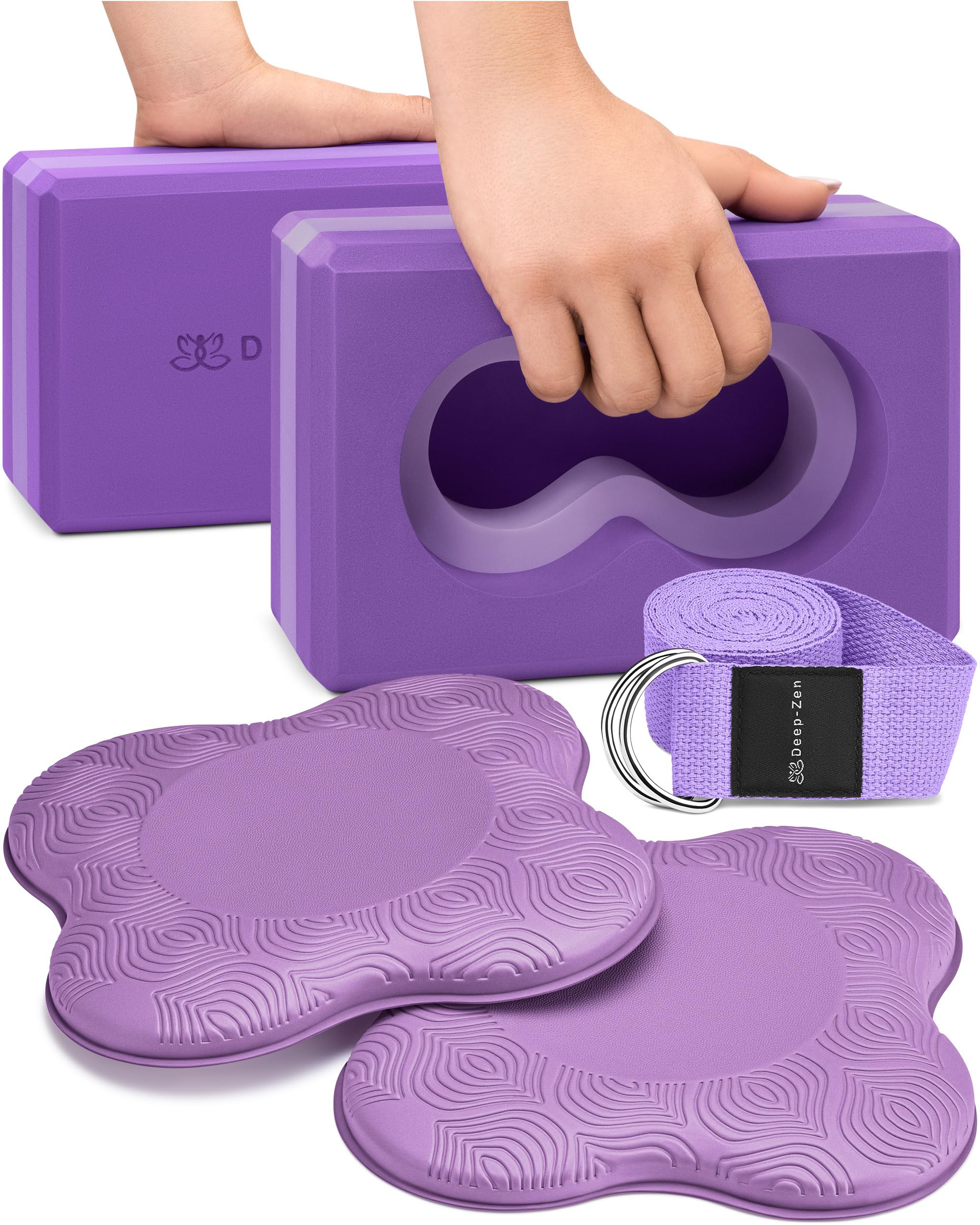 Yoga Block Set with Straps and Knee Pads