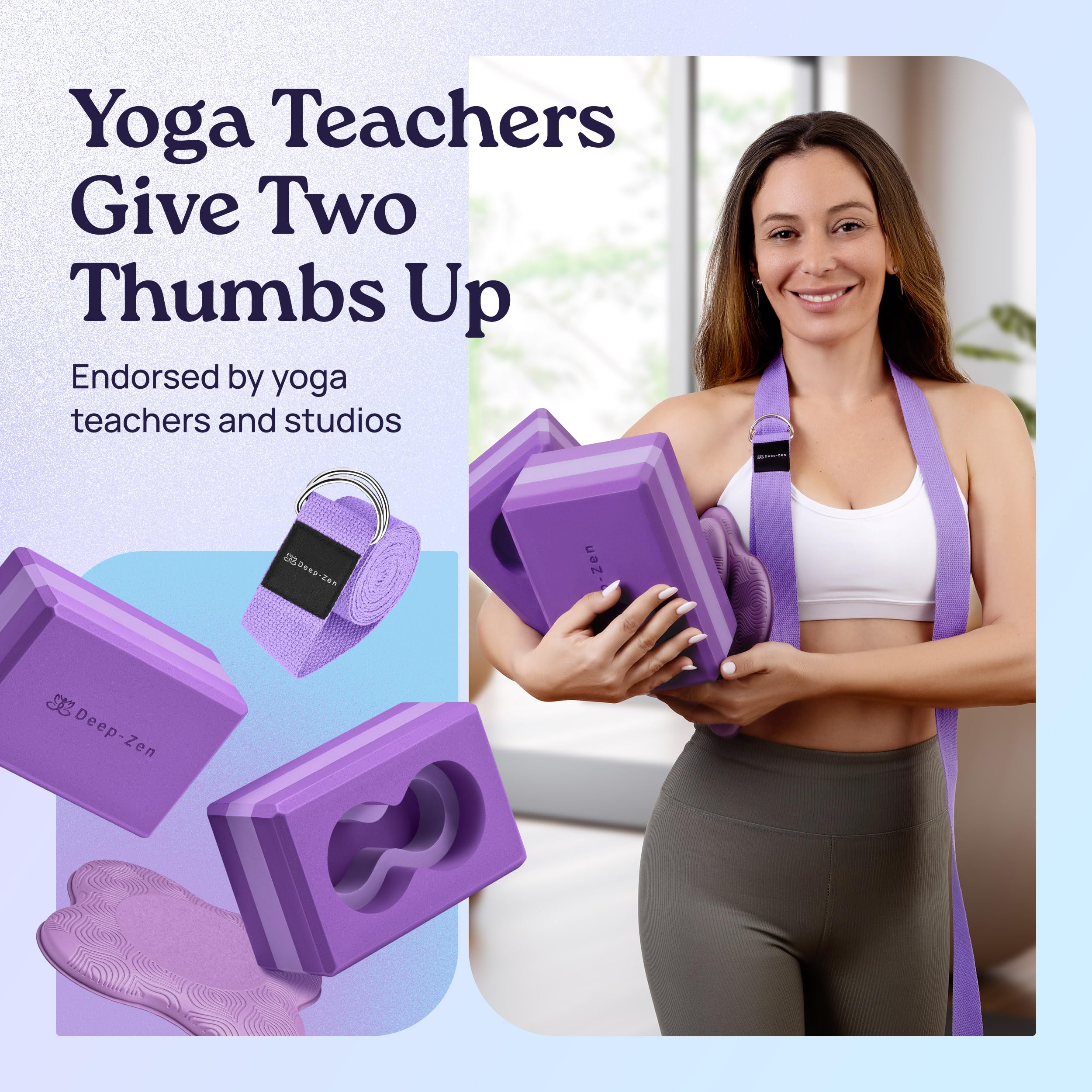 Yoga Block Set with Straps and Knee Pads