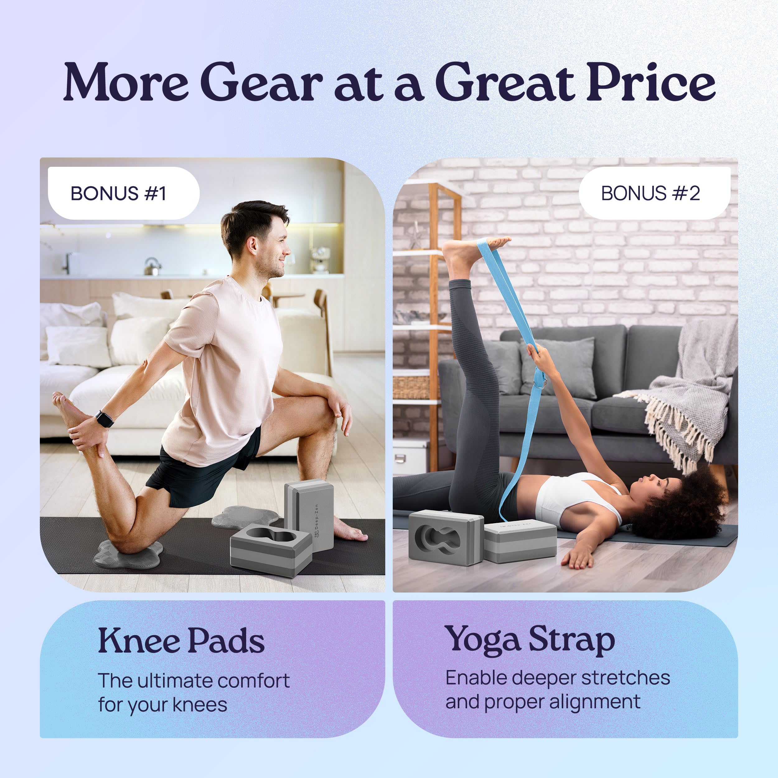 Yoga Block Set with Straps and Knee Pads