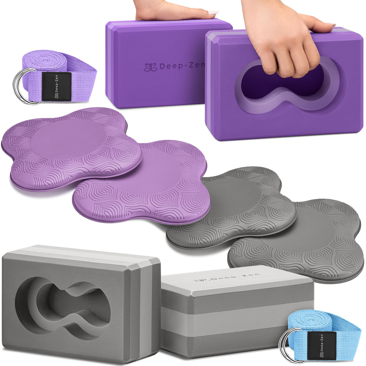 Yoga Block Set with Straps and Knee Pads